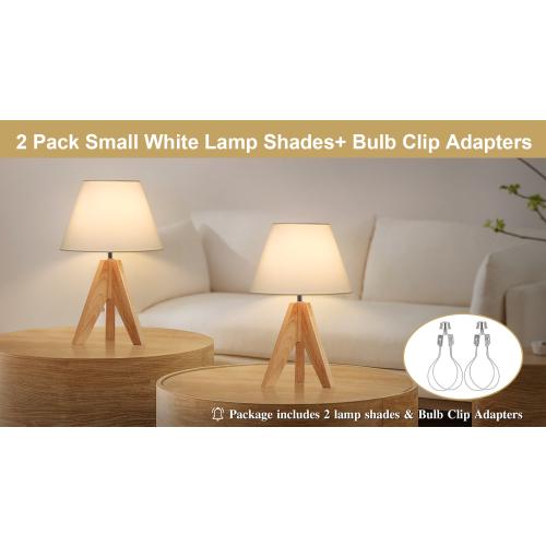 Small Lamp Shades Set of 2, 5.5 Top x 10 Bottom x 6.6 High, Small White Lamp Shades for Table Lamps, Fabric Lampshade Replacement for Bedside Lamp, Wall Sconces, Spider, Clip on Adapters Included