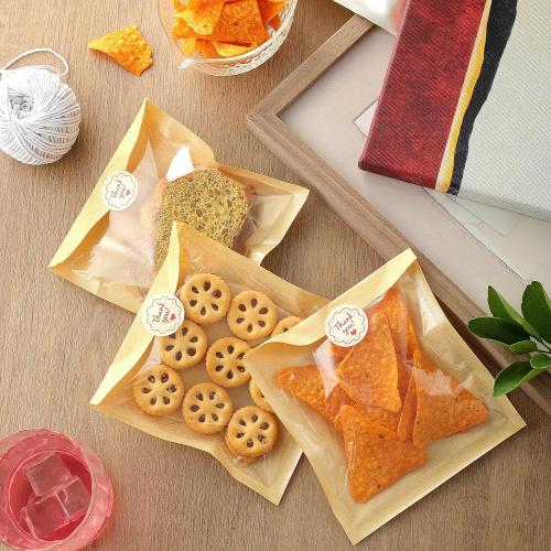 100 PCS Cookie Packaging Bags with Seal, JINLIFA 5.7x6.5 Inch Baked Goods Packaging with Window, Heat Sealable & Grease Resistant Individual Cookie Bags Sleeves for Brownie, Donut, Treat, Cake Scone