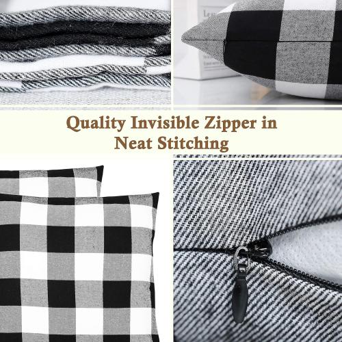 BETTERLINE Buffalo Check Plaid Set of Table Runner and 2 Throw Pillow Covers - Plaid Pattern Checkers - 72 Inch x 14 Inch Runner and 18 Inch x 18 Inch Pillow Cover Case