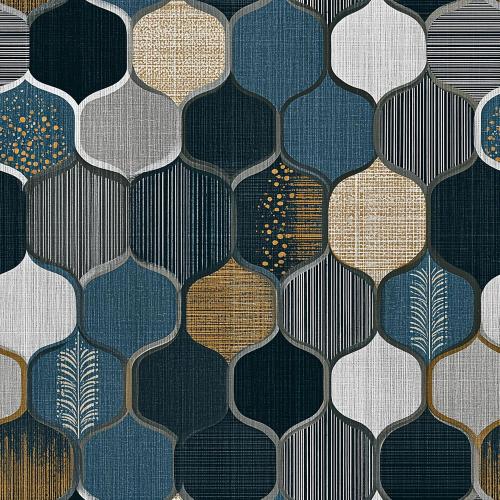 Elegant Geometric Tile Wallpaper Peel and Stick Removable 17.7 x 118.11 Multi-Texture Quatrefoil Pattern Wall Paper Self Adhesive for Classroom Bedroom Laundry Room Bathroom