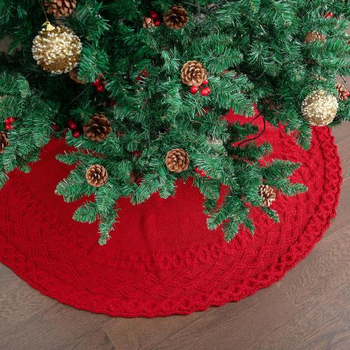 Mr. Pen- Christmas Tree Skirt, 36, Red Knitted Christmas Skirt Tree for Xmas Trees