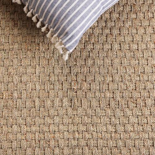 Area Rug  Natural Fiber Collection - Natural & Beige, Seagrass, Basketweave Pattern with Border