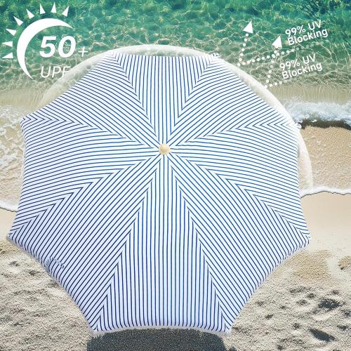 Patio Umbrella with UPF 50  Protection, 8 Ribs, Push Button Tilt - Versatile Outdoor Shade for Garden, Courtyard, and Beach