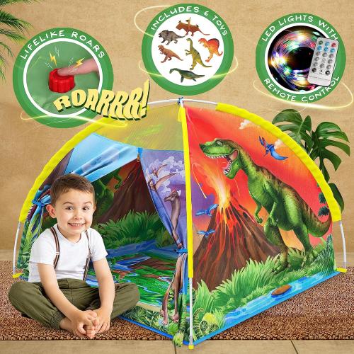 Missing toys W&O Dino Super Dome with Roar Button, Dinosaur Toys and LED Lights - Epic Dinosaur Tent for Kids Aged 3-12 Perfect for Indoor & Outdoor Adventures