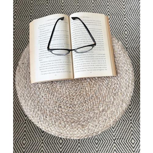 S & L Homes Pouf Ottoman - 100% Natural Jute Braided- Hand Knitted - Traditional Cord Boho Pouffe - for The Living Room, Bedroom, Nursery, Patio, Lounge (16 x 16 x 16)