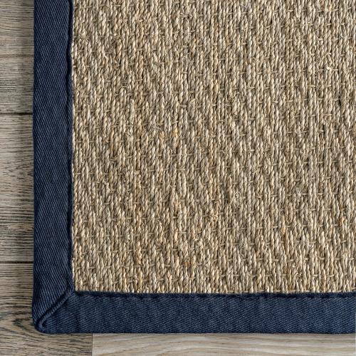 Nuloom Elijah Navy/Natural, 2'6 x 8', Basketweave, Seagrass, Soft and Textured, High Traffic, Stain Resistant, Easy Clean, Durable Area Rug for Bedroom, Living Room, Dining, Den, Foyer, Entryway