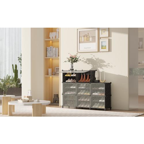 AWTATOS 8 Tiers Shoe Rack Organizer, 32 Pair Shoe Storage Cabinet, Black