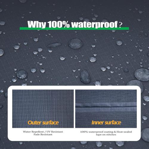 F&J Outdoors Heavy Duty Waterproof Anti-UV Rip-stop Fabric Extra Large Patio Furniture Covers, Grey, 180x96x36