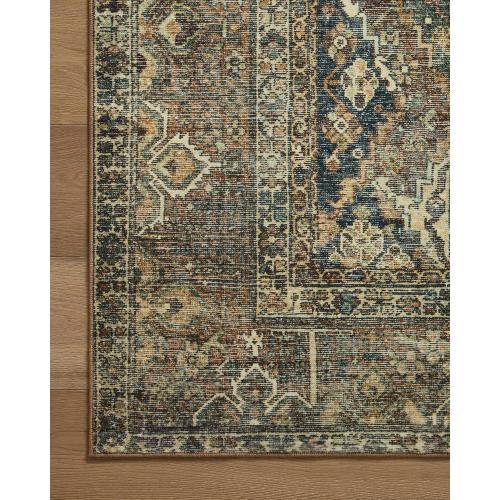 Loloi Magnolia Home by Joanna Gaines Banks Collection BAN-05 Spice/Blue 7'-6 x 9'-6, .13 Pile Height, Machine Washable, Area Rug