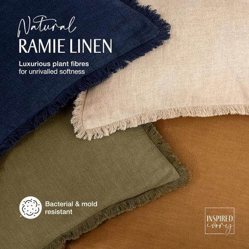 INSPIRED IVORY Lumbar Pillow Cover - Modern Farmhouse Beige Throw Pillow Cover with Fringe - Decorative Pillow Covers for Couch Sofa, Bed, Living Room Accent Boho Throw Pillow Covers 12x20 Inch