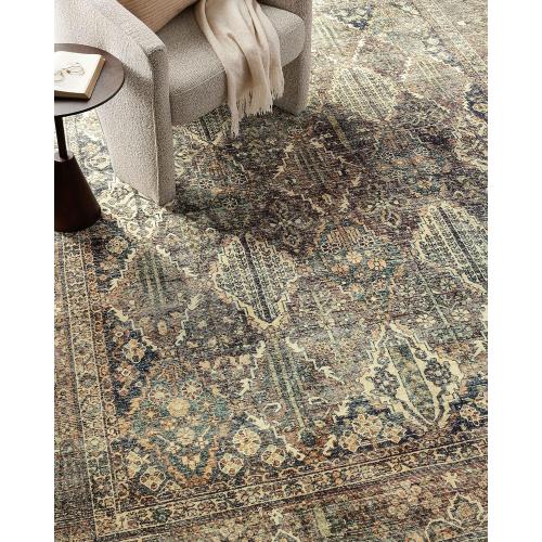 Loloi Magnolia Home by Joanna Gaines Banks Collection BAN-05 Spice/Blue 7'-6 x 9'-6, .13 Pile Height, Machine Washable, Area Rug