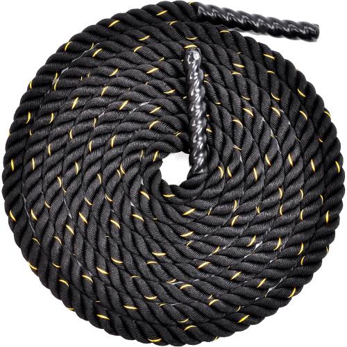 Fitvids Battle Rope 1.5Inch 2 Inch Diameter Poly Dacron 30 FT – 40 FT – 1.5-Inch, 30FT – Black