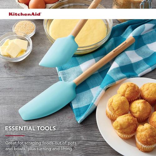 KitchenAid Bamboo Spatula Set, 4-Piece, Aqua Sky