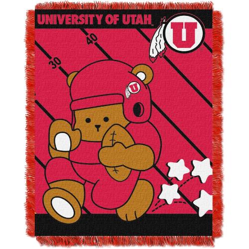 Officially Licensed NCAA Utah Utes Fullback Jacquard Baby Throw Blanket, 36 x 46, Multi Color