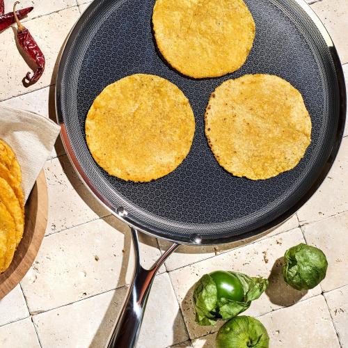 HexClad Hybrid Nonstick 5-Piece Cookware Set, 14 Pan with Lid, 14 Wok with Lid, and 12 Griddle, Stay-Cool Handles, Dishwasher and Oven-Safe, Induction Ready, Compatible with All Cooktops