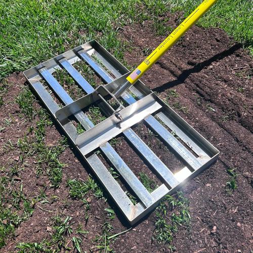 Rocklin™ Lawn Leveling Rake – 22” x 10” Stainless Steel Leveling Tool with 78” Handle | Smooth & Level Soil, Sand or Grass | Durable Leveling Tool for Lawn, Yard and Garden