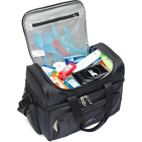 MOJECTO Large Cooler Bag. Two Insulated Compartment, Heavy Duty Fabric, Thick Insulation, 2 Heat Sealed Soft Peva Liner, Many Pockets, Strong Double Zipper, Padded Straps. for Men Women