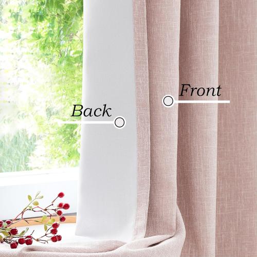 Central Park Pink Full Blackout Curtain with Liner Heavy Linen Texture Thermal Insulated Energy Efficient Window Treatment Drapes 84 Inches Long with Grommet for Bedroom, Rose Pink, 50x84, 2 Panels