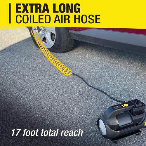 Fix-a-Flat Tire Inflator, Pro Digital, Inflate Right Technology, includes LED light and quick connect hose, 3 min inflation