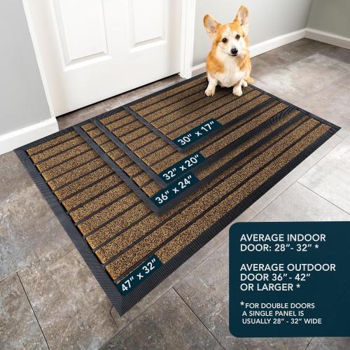 ubdyo Extra Durable Door Mat - Dirt Trapping Outdoor Welcome Mats - Non-Slip Outdoor Indoor Entrance - Low Profile Front Doormat (30 x 17, Bright Brown)