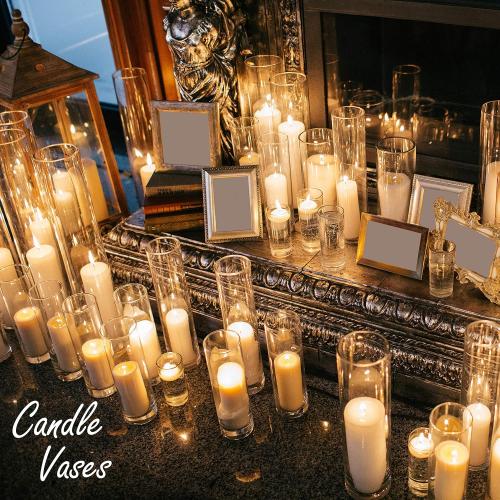 CYS EXCEL Cylinder Clear Glass Vase (H:20 D:6) | Multiple Size Choices Glass Flower Vase Centerpieces | Hurricane Floating Candle Holder Vase