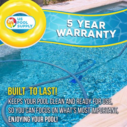 U.S. Pool Supply Pool Vacuum Hose - 1-1/2 x 50' Professional Heavy Duty Pool Hose for Inground, Spiral Wound with Kink-Free Swivel Cuff - Connect to Vacuum Heads, Skimmer, Cleaner, Filter Pump Inlet