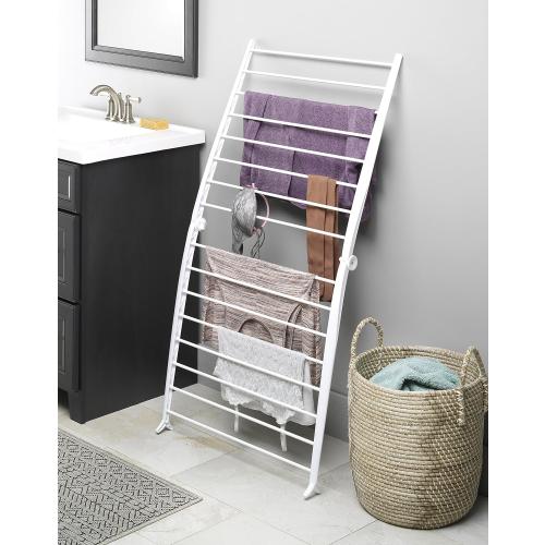 White Whitmor Spacemaker Folding Drying Rack, Freestanding Indoor Clothes Dryer, Space Saving Compact Design, 6L x 26W x 51.5H, White