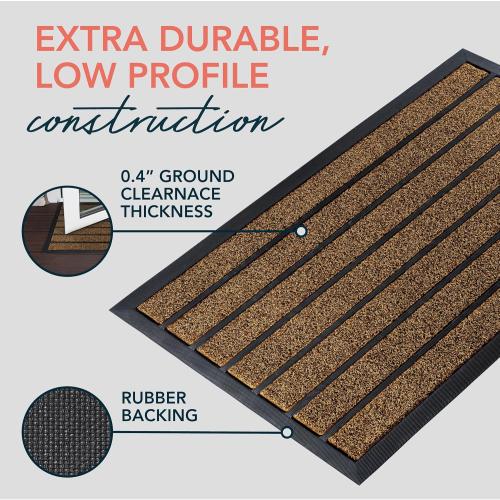 ubdyo Extra Durable Door Mat - Dirt Trapping Outdoor Welcome Mats - Non-Slip Outdoor Indoor Entrance - Low Profile Front Doormat (30 x 17, Bright Brown)