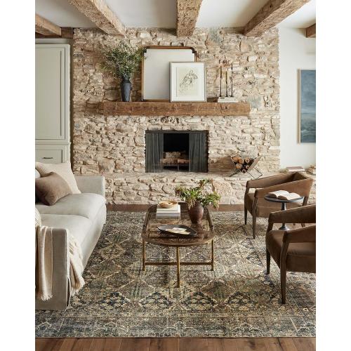Loloi Magnolia Home by Joanna Gaines Banks Collection BAN-05 Spice/Blue 7'-6 x 9'-6, .13 Pile Height, Machine Washable, Area Rug