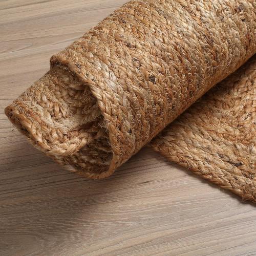 Hausattire Hand Woven Jute Braided Rug, 3'x5' – Natural, Reversible Boho Entry Area Rugs for Kitchen, Living Room I Farmhouse Indoor Outdoor Decorative Floor Rug, 36x60 Inches