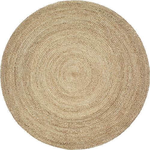 Handwoven Jute Braided Area Rug- Rustic Vintage Beige Reversible Rugs Eco Friendly Rugs for Bedroom Kitchen Living Room Farmhouse (Natural-6' Round)