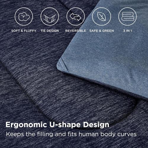 Bedsure Queen Comforter Set - Cooling and Warm Bed Set, Navy Blue Reversible Bedding for All Season, 3 Pieces, 1 Queen Size Comforter (88x88) and 2 Pillow Cases(20x26)