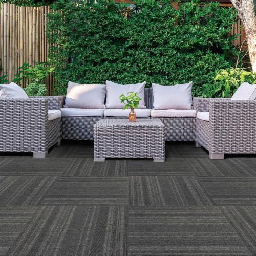 Mohawk Home 24 x 24 Indoor/Outdoor 0.25 Pile Height, Peel and Stick Carpet Tile, Grey Polyester, (15 Tiles) (60 sqft/Box)