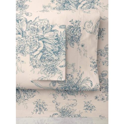 Melange Home 235469 Mélange Home, Light Blue Toile, Queen Sheet Set