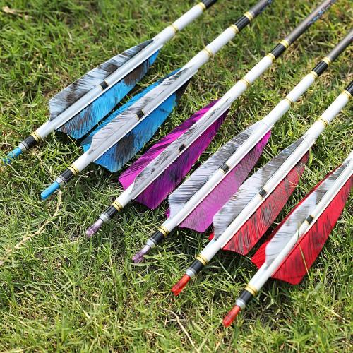 AMEYXGS 4 Inch Arrow Feather Fletching Turkey Feather Natural Arrow Vanes Shield Right Wings Vanes for DIY Arrows Accessories 50Pcs