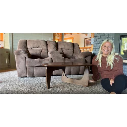 Triangle Coffee Table for Living Room with Mid-Century Soild Wood Base, Modern Atypical Top for Study Room Office Hotel Balcony Accent Walnut 43 L x 31 W x 16 H