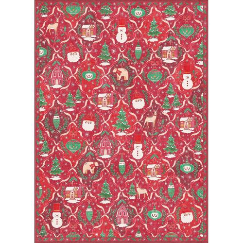 Christmas Area Rug  for Living Room, Washable Rug for Bedroom, Christmas Home Decor, Holiday Print Carpet, Low Pile Non Slip Mat with Rubber Backing, Red Christmas Tale Pattern