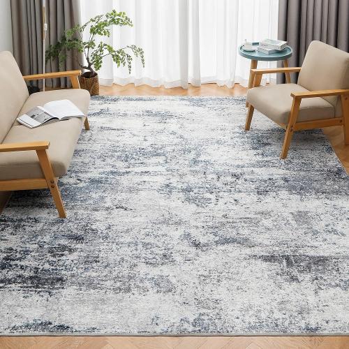 Area Rugs for Living Room Rug Washable: Abstract Large Rug for Dining Room Bedroom Carpet Non Slip  Indoor Modern Nursery Home Office Blue Grey‼️light dirt and good condition‼️