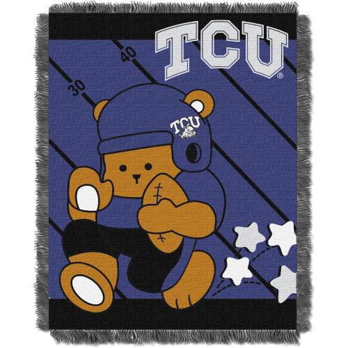 Northwest Officially Licensed NCAA TCU Horned Frogs Fullback Jacquard Baby Throw Blanket, 36 x 46, Multi Color