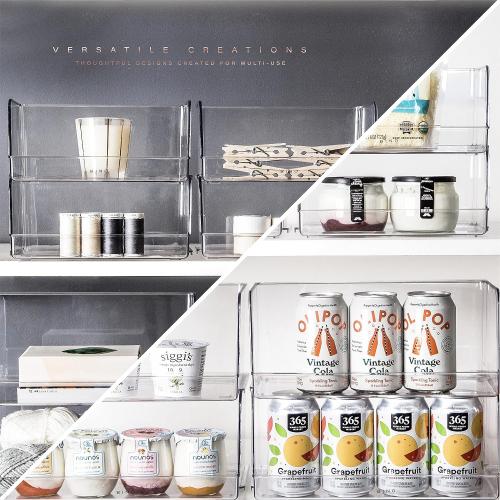 2 Pack BINO | Stackable Plastic Storage Bins, Large | THE MYRIAD COLLECTION | Multipurpose Bins | Pantry Organizers And Storage | Home Organization Containers | Clear Plastic Fridge Bin | Freezer Organizer
