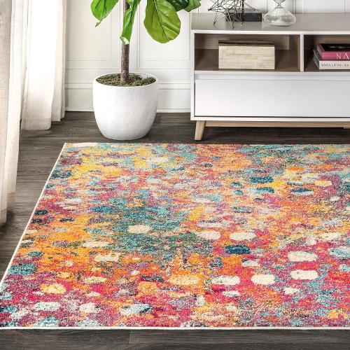 JONATHAN Y CTP108A-8 Contemporary POP Modern Abstract Multi/Yellow 8 ft. x 10 ft. Area-Rug, Bohemian, Easy-Cleaning, for Bedroom, Kitchen, Living Room, Non Shedding