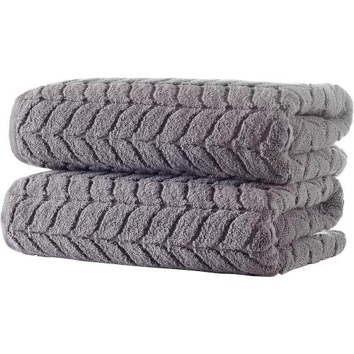 6 Pack.  BAGNO MILANO Turkish Bath Towels, Soft Plush Jacquard Luxury Bath Towels, Quick Dry Towel Set (Grey, 2 pcs Bath Towel Set)