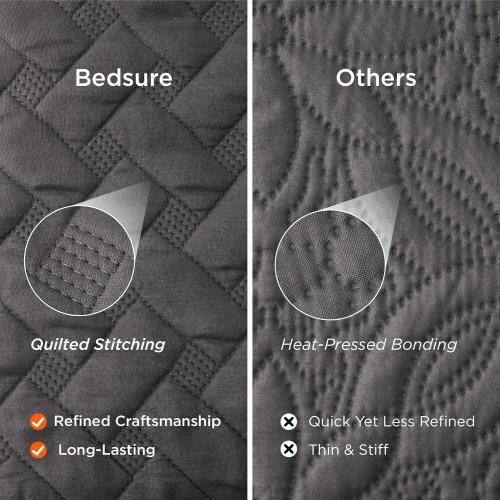 Bedsure Quilts Queen Size - Grey Bedspreads Queen Size with Basket Weave Pattern, Soft Quilt Bedding, Lightweight Comforter Coverlet for All Seasons (90 x 96)