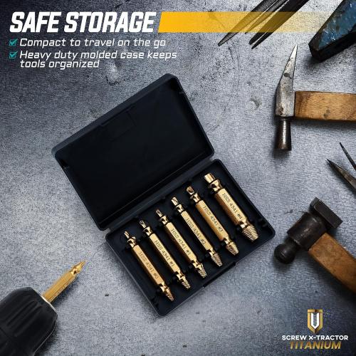 Damaged Screw Extractor Kit and Stripped Screw Extractor Set. Its A HassleFree Broken Bolt Extractor and Screw Remover Set (6 Piece Titanium)