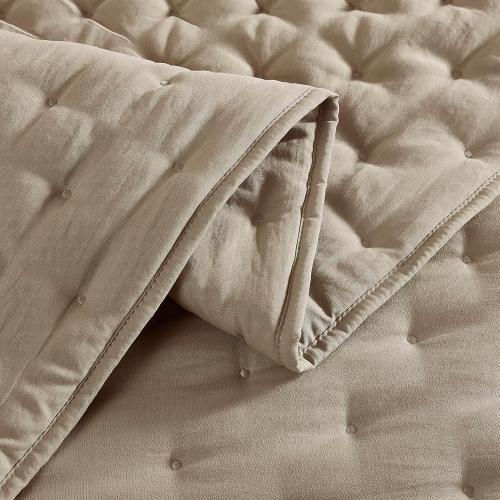 WDCOZY Beige Cloud King Size Quilt Set, Tan Lightweight Farmhouse Bedspread, Rustic Country Coverlet, Taupe Camel Soft Bedding, Thin Comforter for All Season - 3 Pieces, 104x90 inches‼️good condition and May Vary‼️