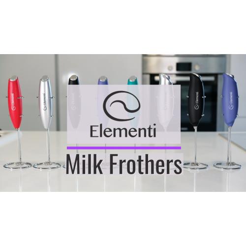 Milk Frother Wand & Electric Stirrer with Stand - Turbo Coffee & Milk Frother Handheld - Hand Held Coffee Mixer Wand & Cold Foam Maker for Frothy Cappuccinos, Lattes & Drink Mixes at Home (Black)