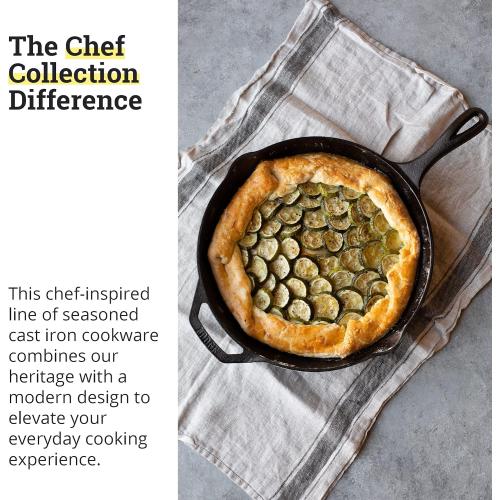 Lodge 12 Cast Iron Skillet - Chef Collection - Perfect Sear - Ergonomic Handles - Superior Heat Retention - Cast Iron Cookware & Skillet