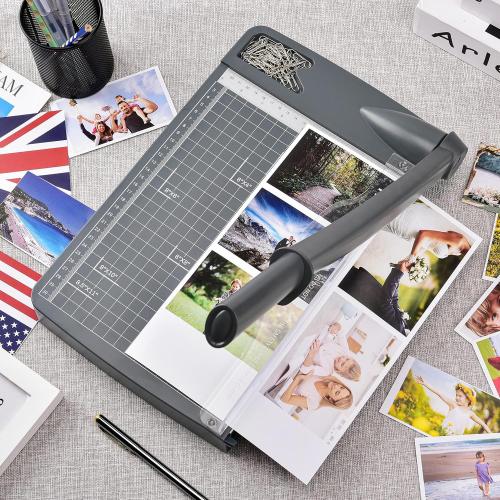 Paper Cutter, Heavy Duty Guillotine Paper Trimmer with Safety Guard and Blade Lock, 12 Cut Length Paper Slicer with 12-Sheet Capacity, Cardstock/Laminating Sheet/Cardboard