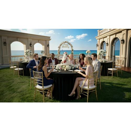 2Pack Black Round Spandex Tablecloths for 72inch/6FT Tables - Stretchy Fitted 6FT Round Table Cloths Wrinkle Free 132inch Table Cloth with Skirt for Wedding Birthday Graduation Party Banquet