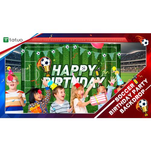 Tatuo Soccer Backdrop 43x71 Inch, Football Field Birthday Background